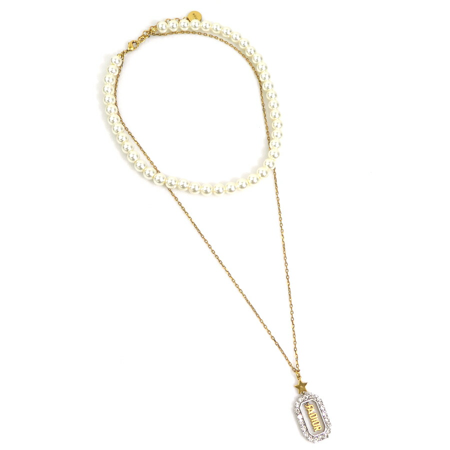 クリスチャンディオール Christian Dior ネックレス メタル/フェイクパール ホワイト/ゴールド レディース 送料無料【中古】 h32272k|ブランドバリュー