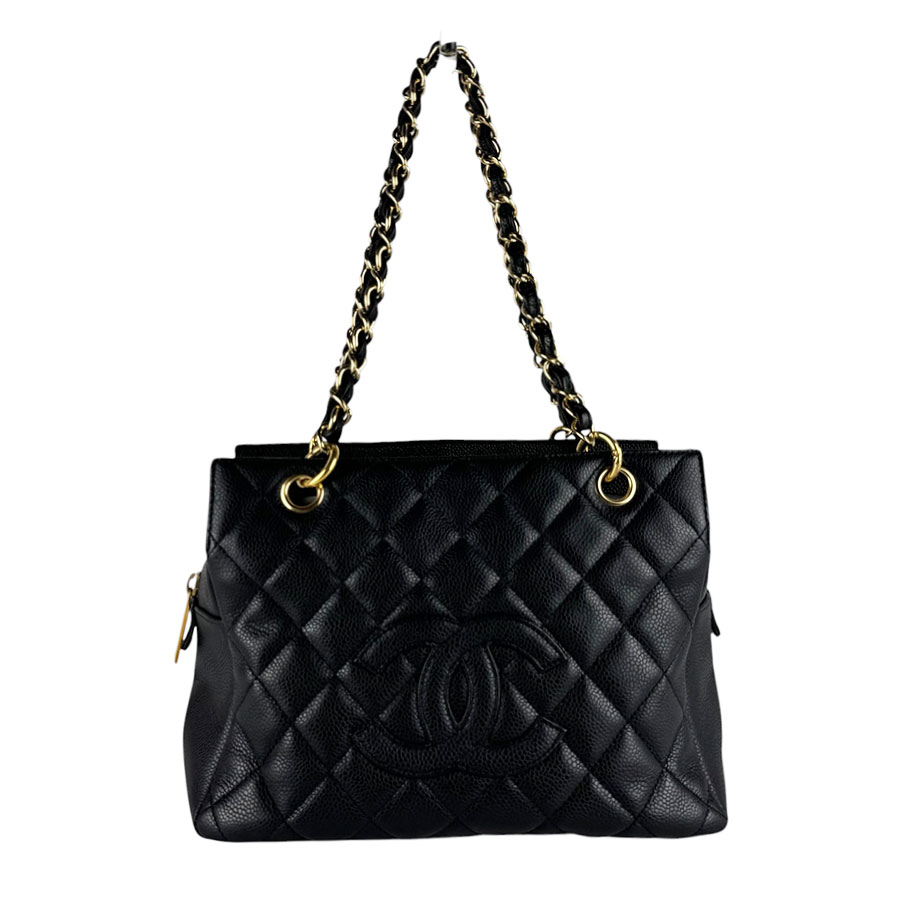 シャネル CHANEL ハンドバッグ プチタイムレス キャビアスキンレザー ブラック レディース 送料無料【中古】 z10066｜ブランドバリュー