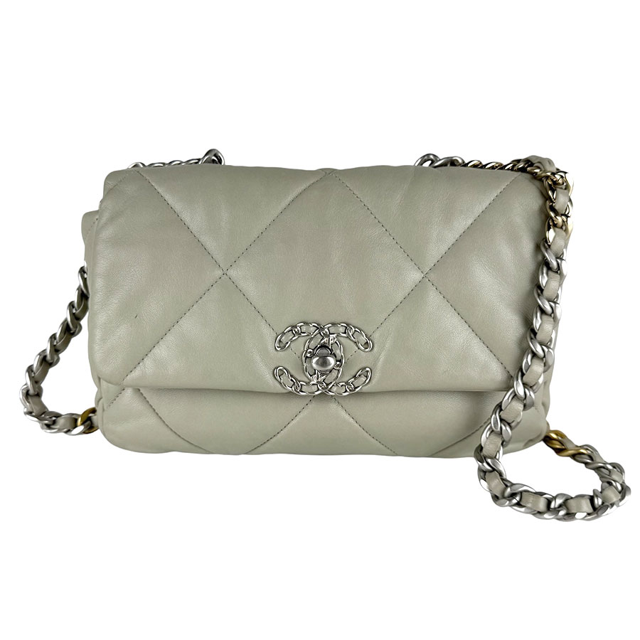 シャネル CHANEL ショルダーバッグ レザー グレー レディース 送料無料【中古】 z10131｜ブランドバリュー