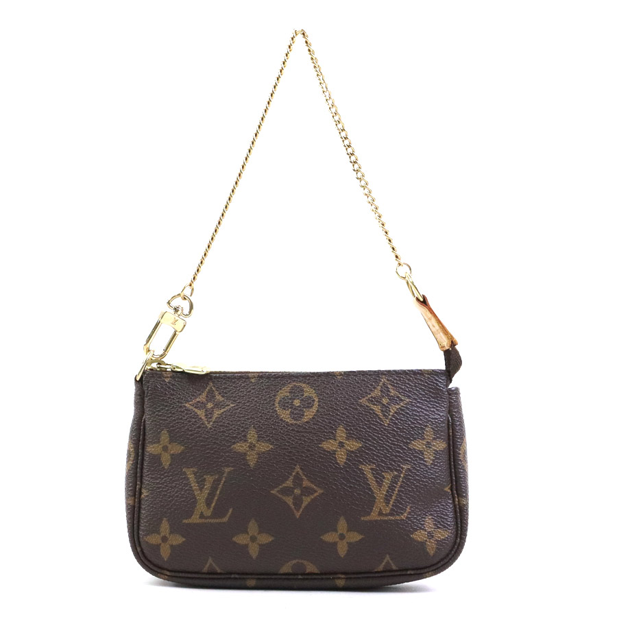 ルイ ヴィトン LOUIS VUITTON ハンドバッグ アクセサリーポーチ モノグラム ミニ ポシェット アクセソワール モノグラムキャンバス ブラウン ゴールド レディース M58009 送料無料【中古】 e61983k|ブランドバリュー