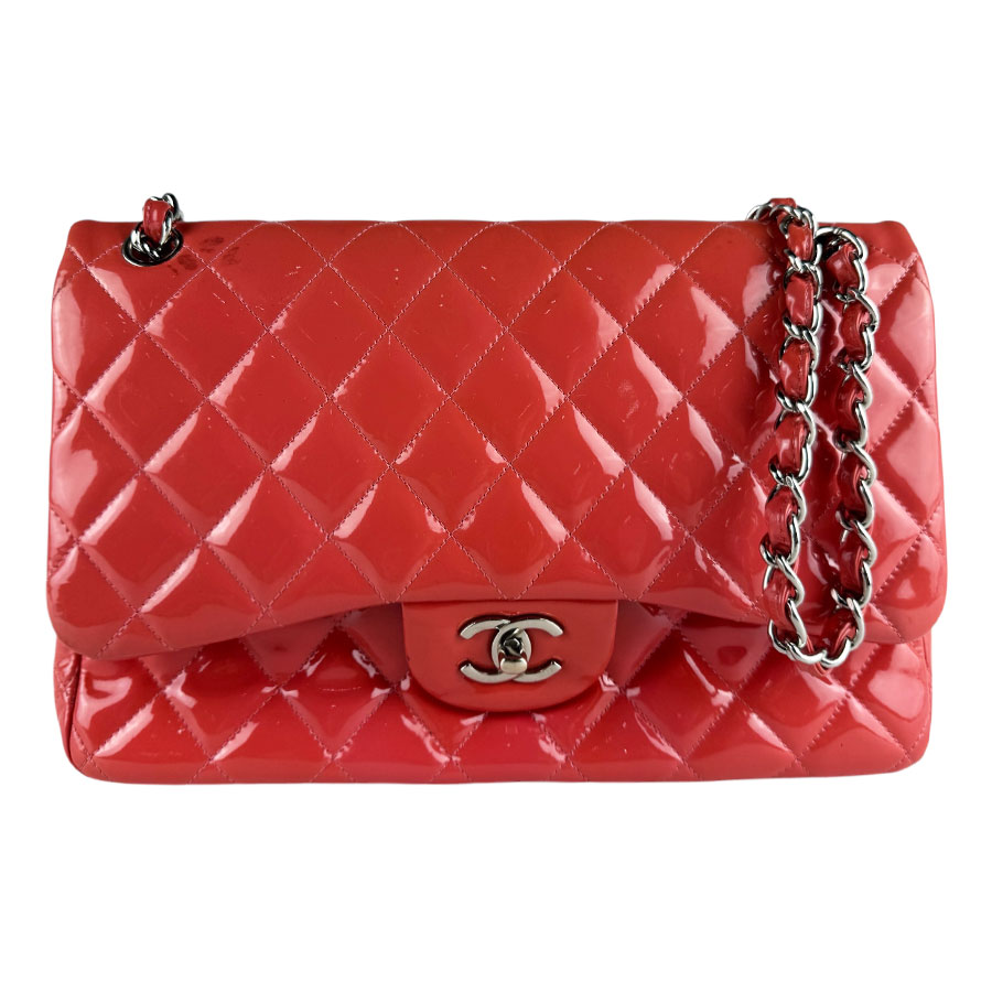 シャネル CHANEL ショルダーバッグ デカマトラッセ パテントレザー コーラルピンク シルバー レディース 送料無料【中古】 z10323｜ブランドバリュー