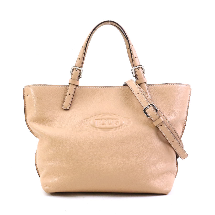 トッズ TOD&rsquo;S ハンドバッグ ショルダーバッグ レザー ペールオレンジ レディース 送料無料【中古】 r11306k｜ブランドバリュー