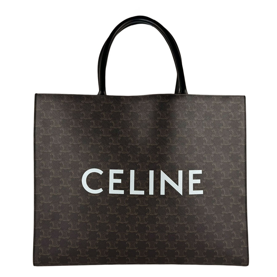 セリーヌ CELINE ハンドバッグ PVCコーティングキャンバス ブラック/ブラウン メンズ 送料無料【中古】 z10438｜ブランドバリュー