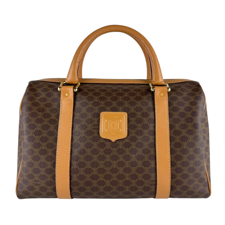 セリーヌ CELINE ボストンバッグ ハンドバッグ マカダム PVCコーティングキャンバス ブラウン ユニセックス 送料無料【中古】 z10459｜ブランドバリュー 34,970円
