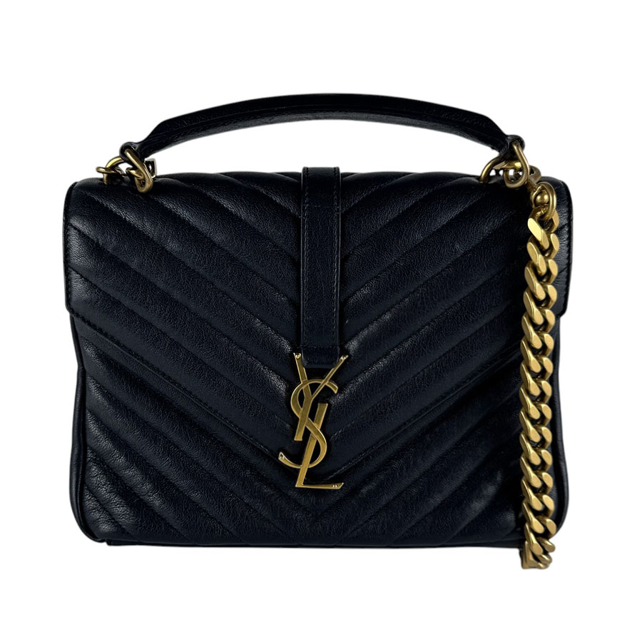 サンローラン SAINT LAURENT ショルダーバッグ カレッジ ネイビー ゴールド レディース 428056 送料無料【中古】 z10536｜ブランドバリュー