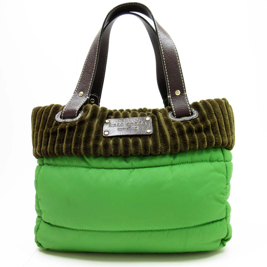Brandvalue Kate Spade Handbag Tote Bag Green X Brown Kate Spade Handbag Tote Bag Lady S Green X Brown Nylon Velour Leather Used Constant Er Pority