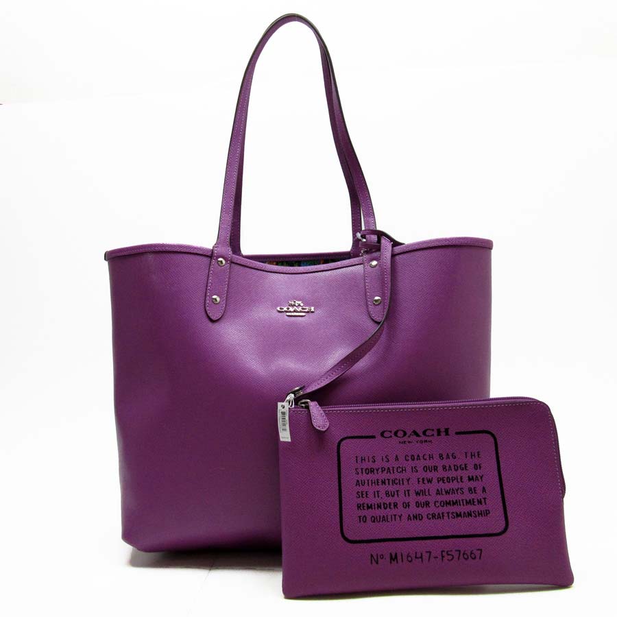 Coach Shoulder Bag Tote Purple Leather Lady S H16360