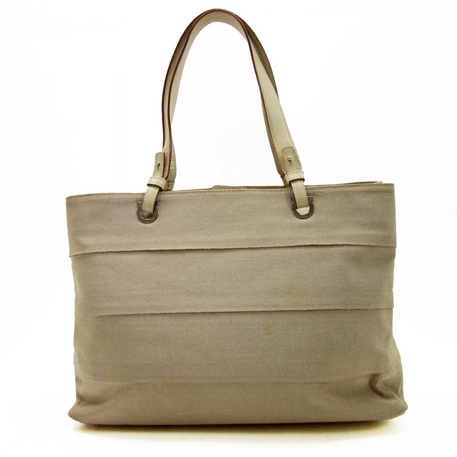 Brandvalue Salvatore Ferragamo Handbag Tote Bag Basic Pority Used Salvatore Ferragamo Handbag Tote Bag Lady S Beige Canvas X Leather