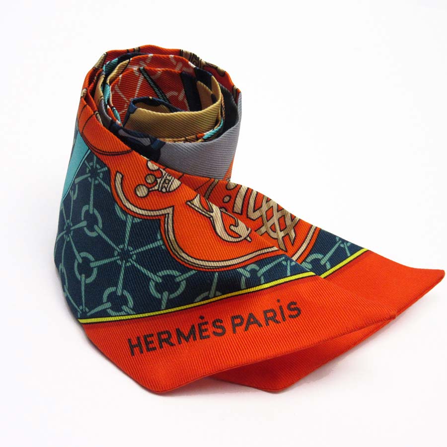 色々な 値下げ♡HERMES ツイリー スカーフ ピンク チェーン柄 バンダナ