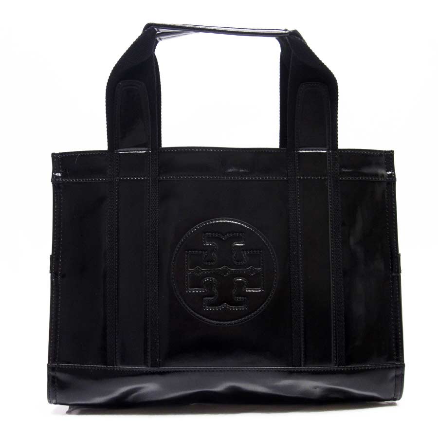 Tolly Birch Tory Burch Handbag Tote Bag Black Canvas X Patent Leather Lady S H17696
