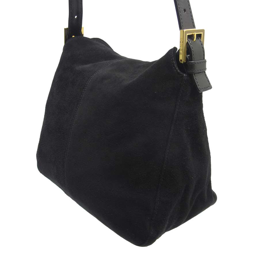 芬迪fendi挎包黑色x黄金反毛皮革x汽车弗雷迪-h17702