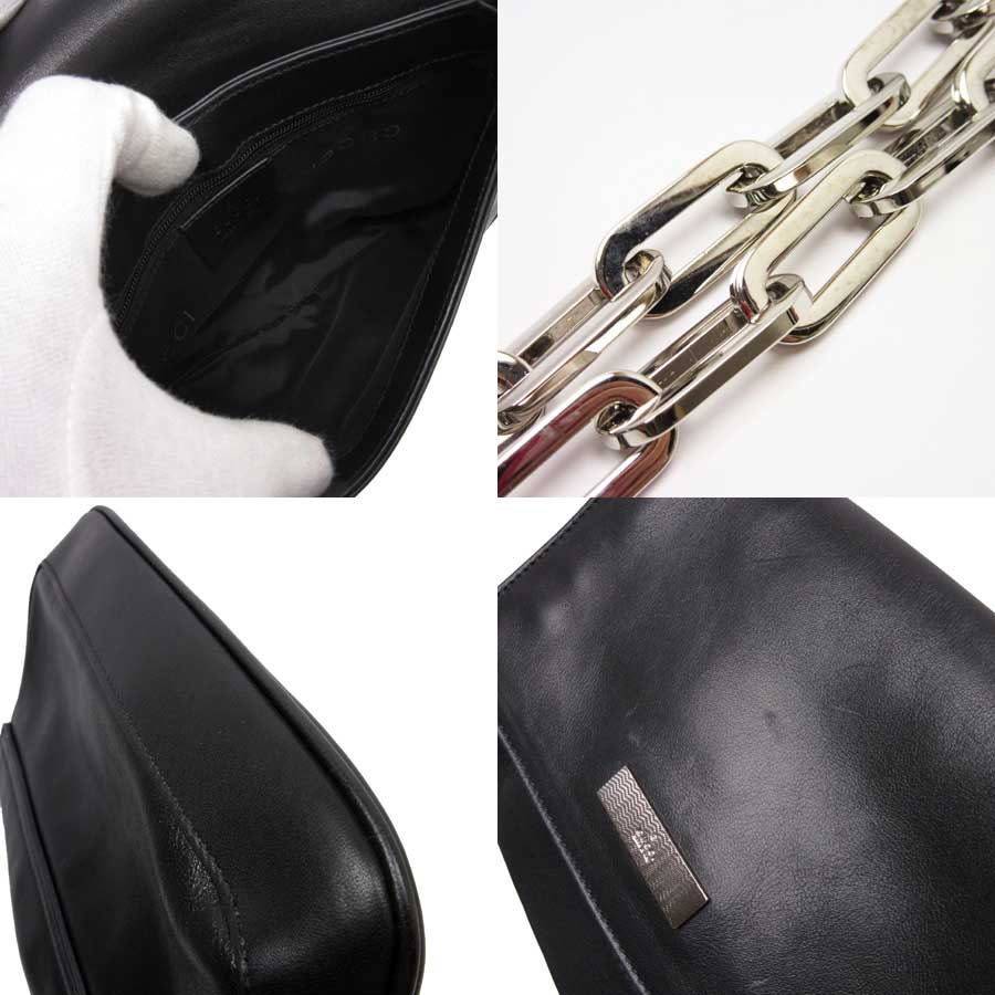 BrandValue: Gucci GUCCI chain shoulder bag black x silver leather x metal Lady&#39;s -87,931 ...