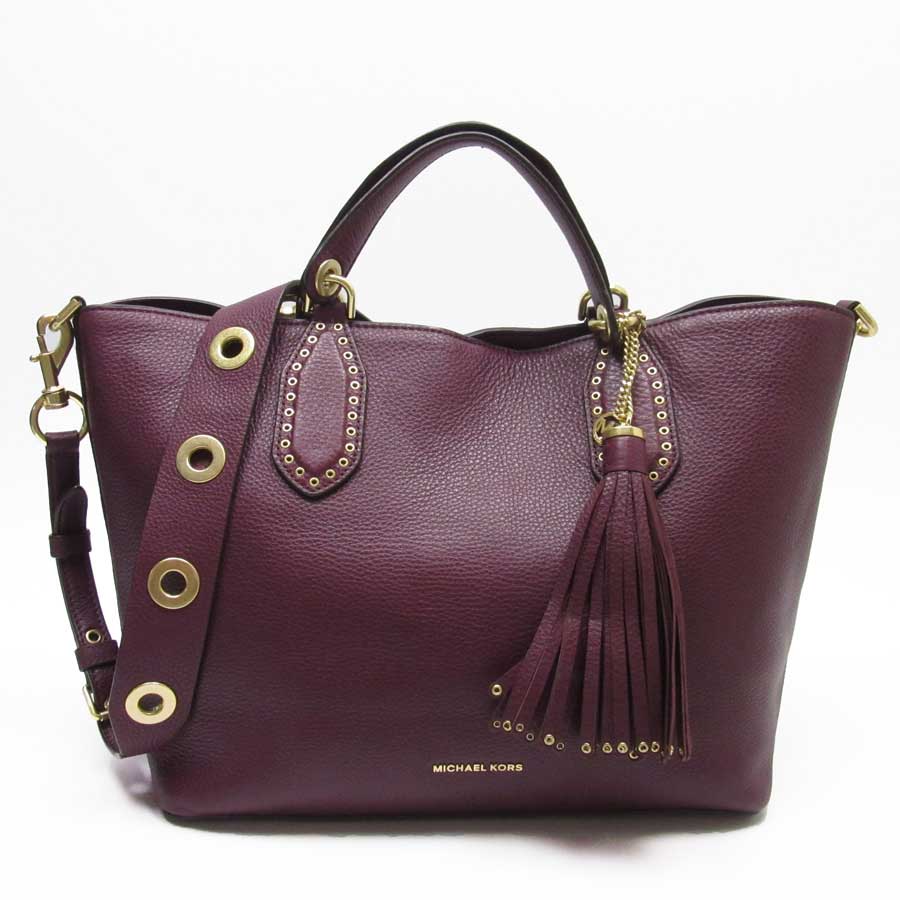 Michael Kors Handbag Tote Bag 2way Purple X Gold Leather Lady S H19105