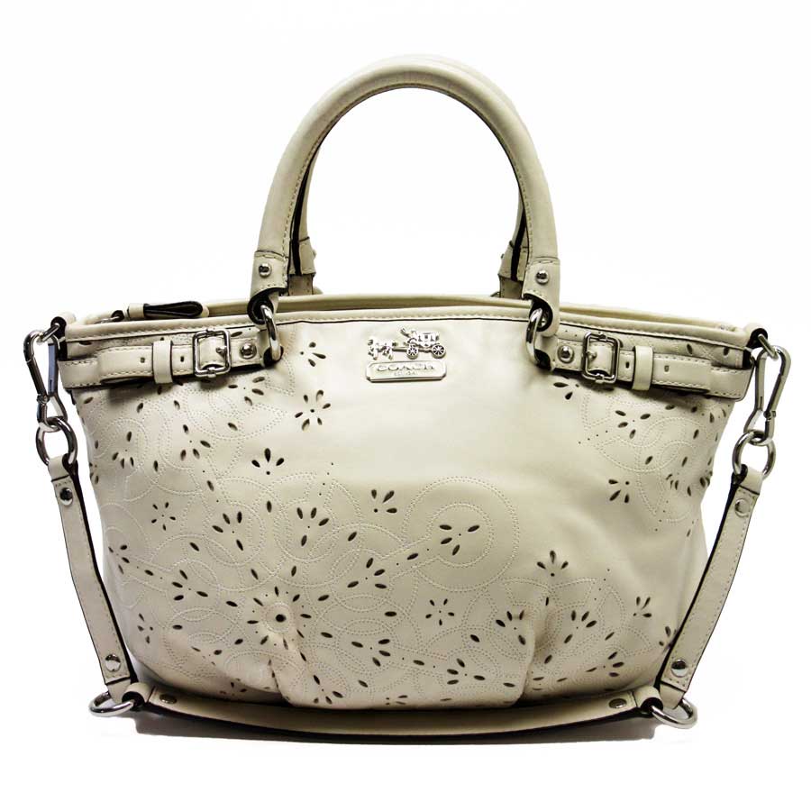 Coach Handbag Shoulder Bag 2way Madison Beige X Silver Leather Lady S H21041
