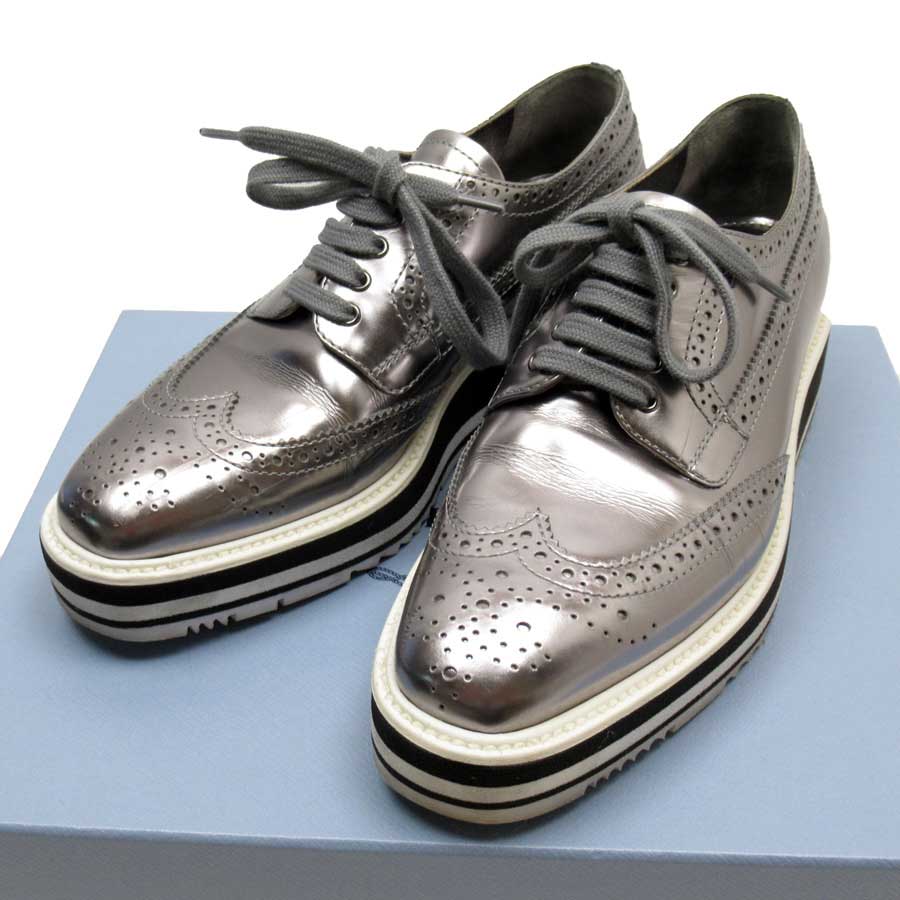 prada shoes silver