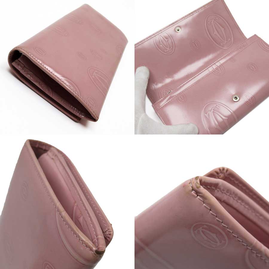カルティエ Cartier 親方銭入れ うれしいバースデイ 桜 特許レザー レディース 低減商品 中古 定番英名 H カルティエ ハッピーバースデー 長財布 パテントレザー ピンク 中古 H Damienrice Com