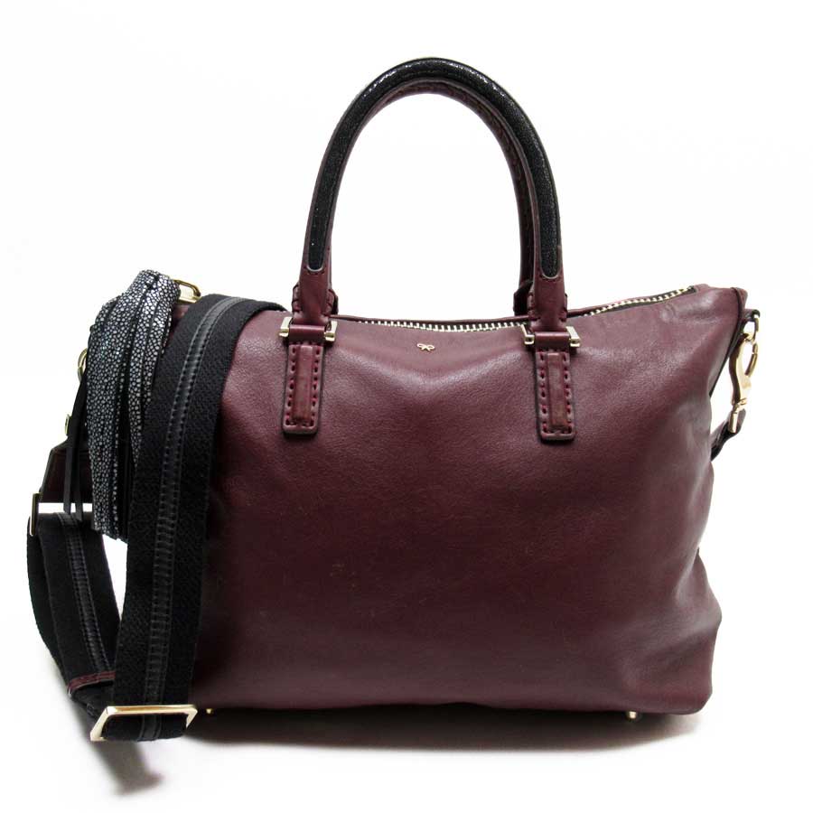 アニヤハインドマーチ Anya Hindmarch ハンドバッグ ショルダーバッグ 2Wayバッグ ワインレッドxゴールド レザー レディース 値下げ商品【中古】【定番人気】 - h23390a|ブランドバリュー
