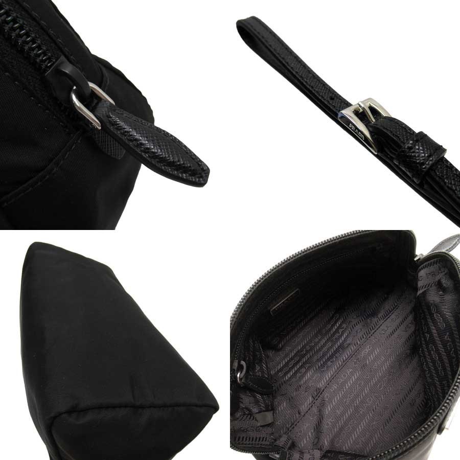プラダ Prada 化粧ポーチ メイクポーチ マルチケース 三角ロゴ Nero ブラック ナイロン レディース 中古 おすすめ Hf Mozago Com