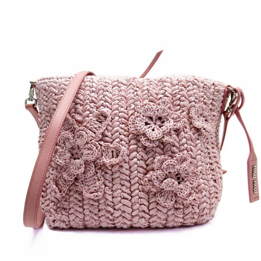 ショルダーバッグ メッセンジャーバッグ 斜め掛けショルダーバッグ ショルダーバッグ Miumiu ミュウミュウ 2wayバッグ 値下げ商品 中古 おすすめ 5be055 ストローxレザー ピンクxシルバー 数量限定セール Www Iitacademy Co In