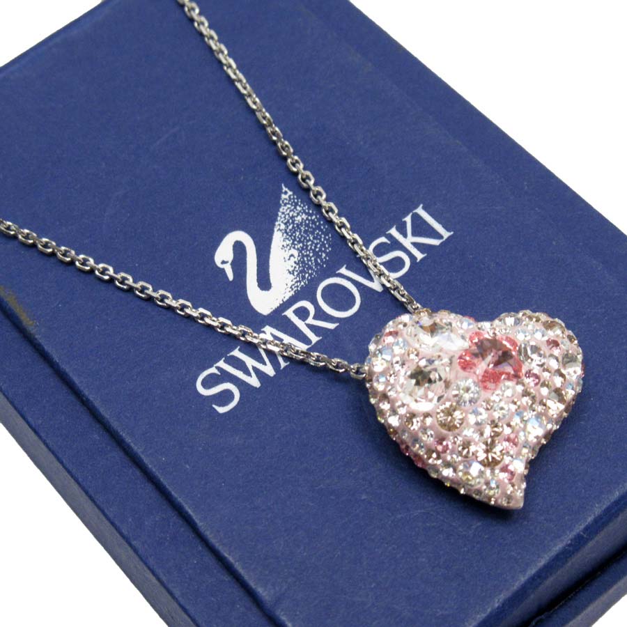 楽天市場 スワロフスキー Swarovski ネックレス ハート シルバーxクリアxクリアピンク スワロフスキークリスタルx金属素材 中古 定番人気 G13e ブランドバリュー