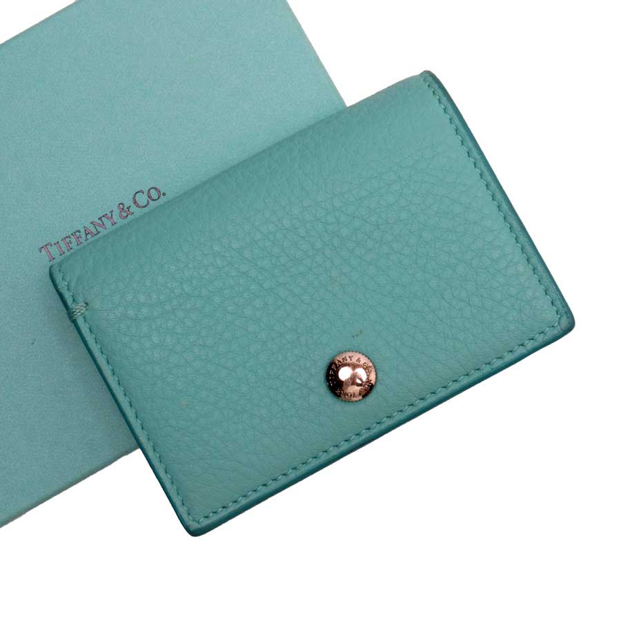 ティファニー Tiffany Co カードケース 名刺入れ 定期入れ ティファニー ブルー レザー 中古 定番人気 Ta Andapt Com