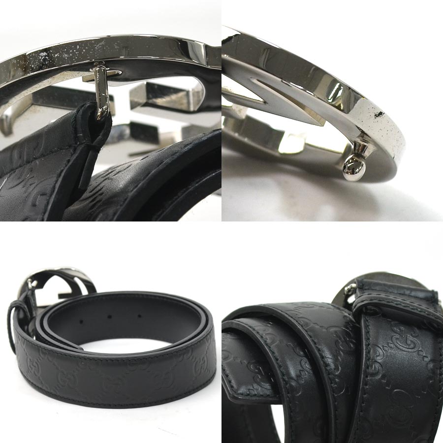 BrandValue: Gucci GUCCI belt Gucci sima interlocking grip G black x silver Gucci sima leather x ...
