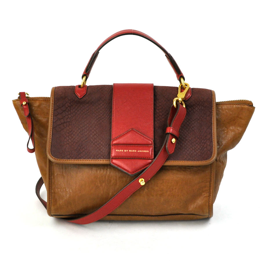 Take Mark By Jacobs Marc Handbag Slant Shoulder Bag 2way Brown X Red Leather Suede Like Constant Er Pority