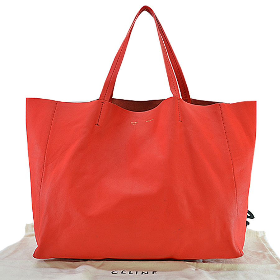 Brandvalue Celine Shoulder Bag Red Leather Tote Lady S Basic Pority Used Celine Shoulder Bag Tote Lady S Red Leather