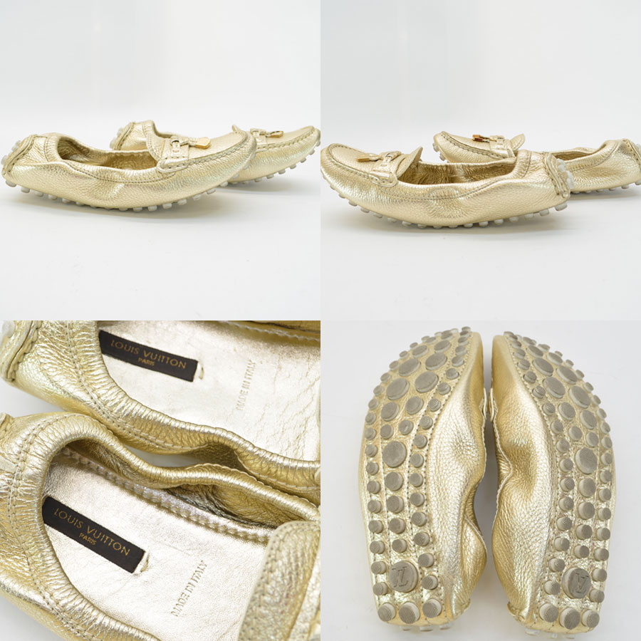 BrandValue: Louis Vuitton Louis Vuitton shoes (35 1/2) gold leather driving shoes Lady&#39;s - r7033 ...