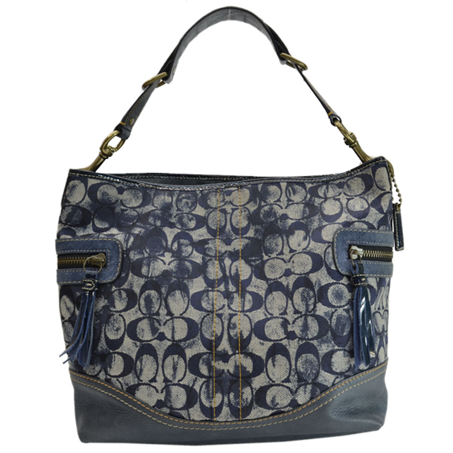 楽天市場 コーチ Coach バッグ シグネチャー ネイビー キャンバスｘレザー ショルダーバッグ レディース 中古 定番人気 R7547 ブランドバリュー