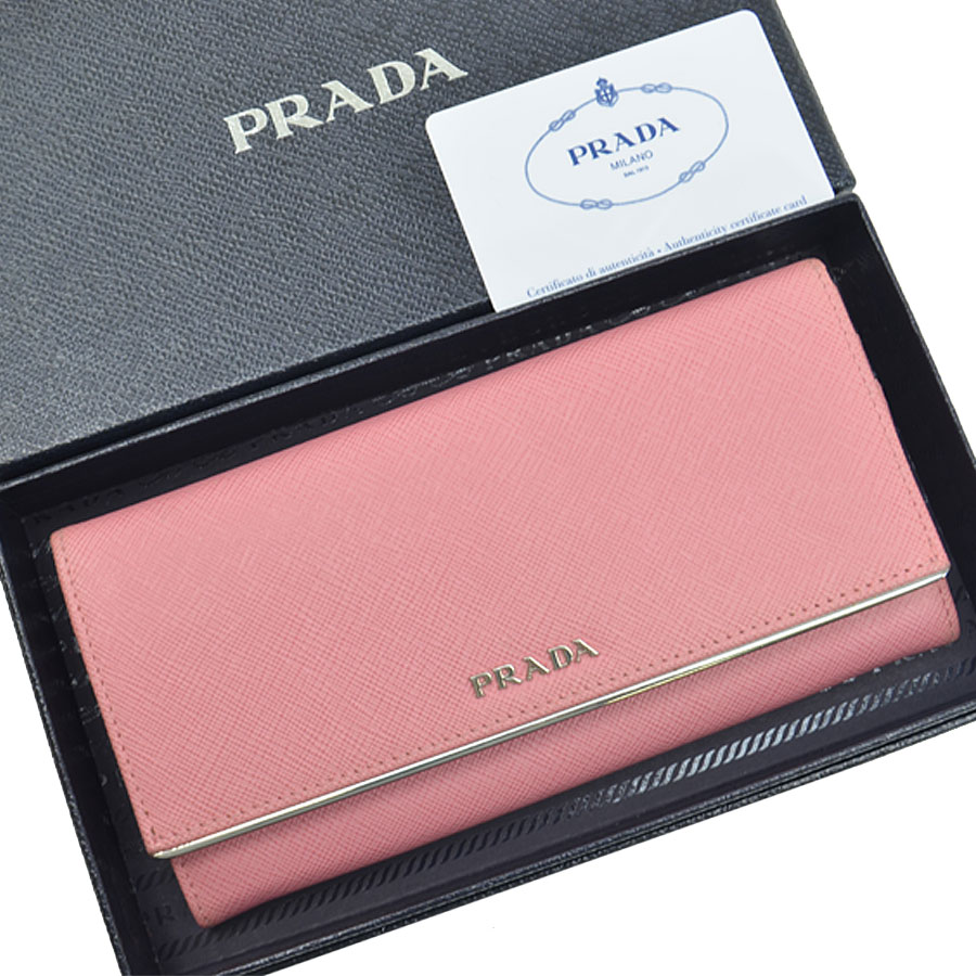 二つ折り Prada プラダ 財布 ケース レディース 中古 プラダ 訳あり 長財布 長財布 ピンクｘシルバー サフィアーノレザーｘ金属素材 527a ブランドバリュープラダ 長財布 二つ折り サフィアーノレザーｘ金属素材 ピンクｘシルバー 中古 527a