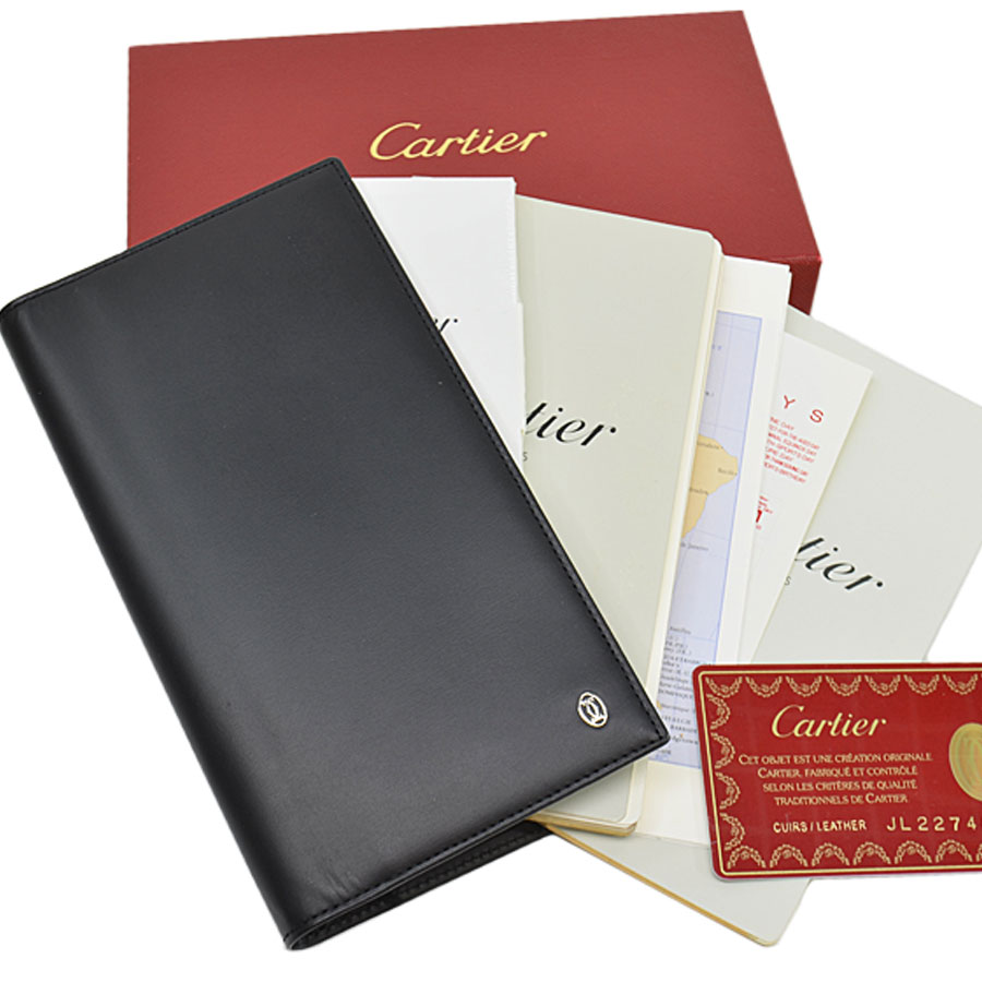 即納特典付き カルティエ Cartier 手帳カバー ブラック レザー レディース メンズ 定番人気 K9736e 絶妙