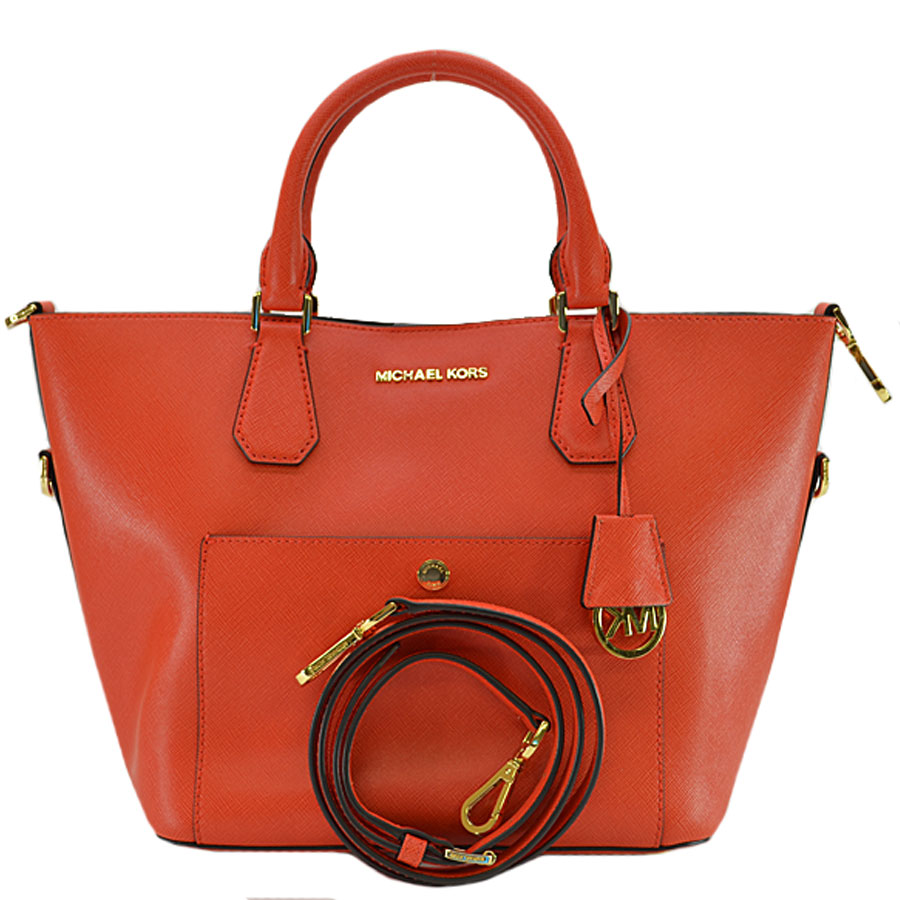 Brandvalue Take A Pro Michael Kors Handbag Red Orange Basic Pority Used Take Michael Kors Handbag Slant A Pro Shoulder Bag 2way Lady Thread Orange X Gold Leather Metal Material