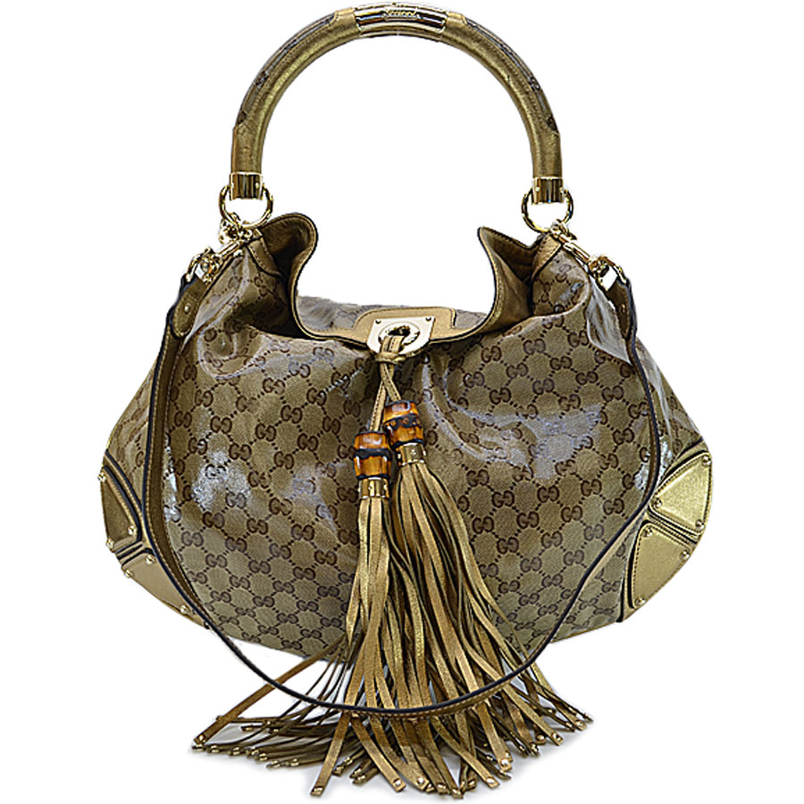 Brandvalue Gucci Handbag Bamboo In Tassel Brown X Gold It Is A Gucci Bamboo In Tassel Handbag Shoulder Bag 2way Lady Brown X Gold Pvcx Leather Metal Material Soot Used