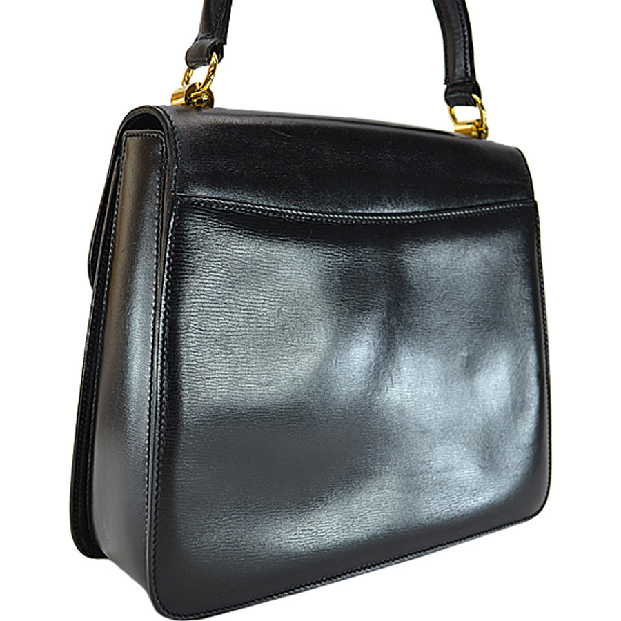 Gucci Handbag Vintage Black X Gold Green Red Leather Metal Material Lady S R6132