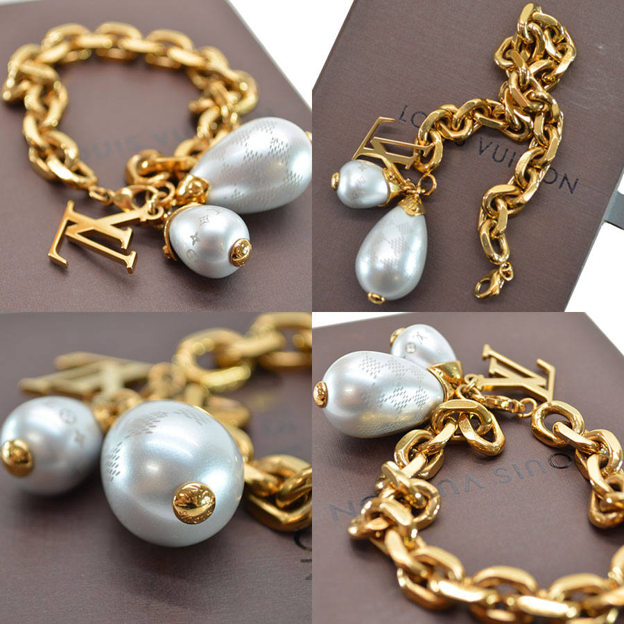 BrandValue: Louis Vuitton Louis Vuitton bracelet brass Mie Leda pearl gold x gray metal material ...