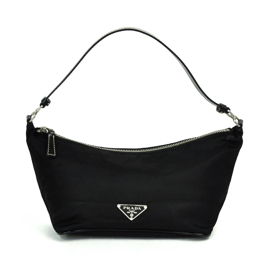 Prada Mini Shoulder Bag Accessories Porch Triangle Logo Plate Nero Black Nylon X Leather Constant Er Pority Lady S Br1267