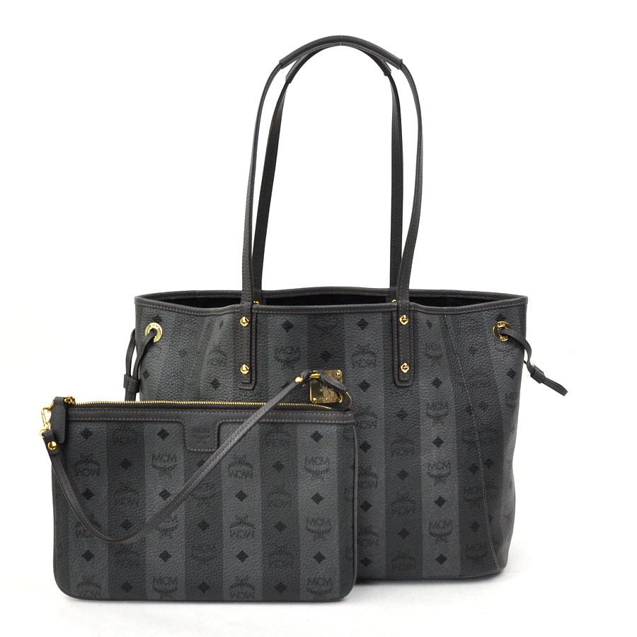 BrandValue: M CM MCM shoulder bag tote bag logo gram gray leather Lady&#39;s men - y11884 | Rakuten ...