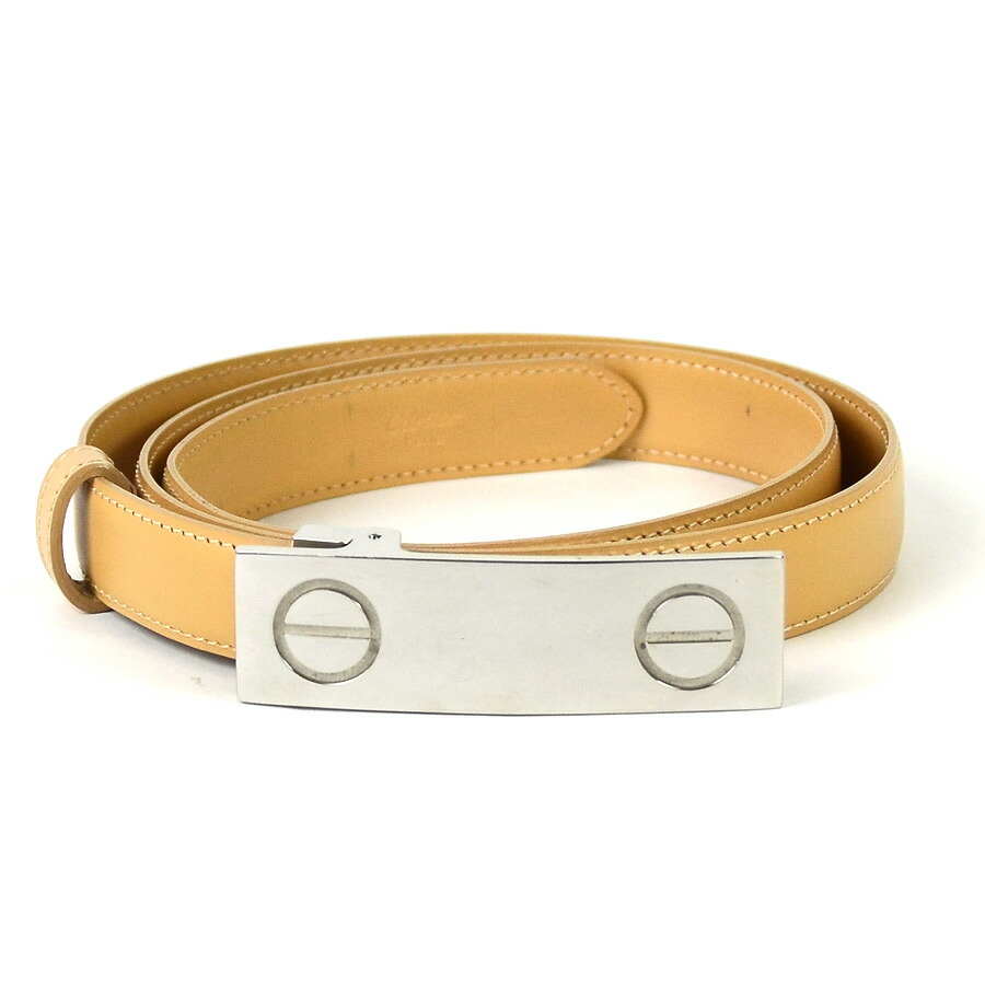 卡地亚cartier皮带爱浅驼色派x银子皮革x金属材料女士人-y12050