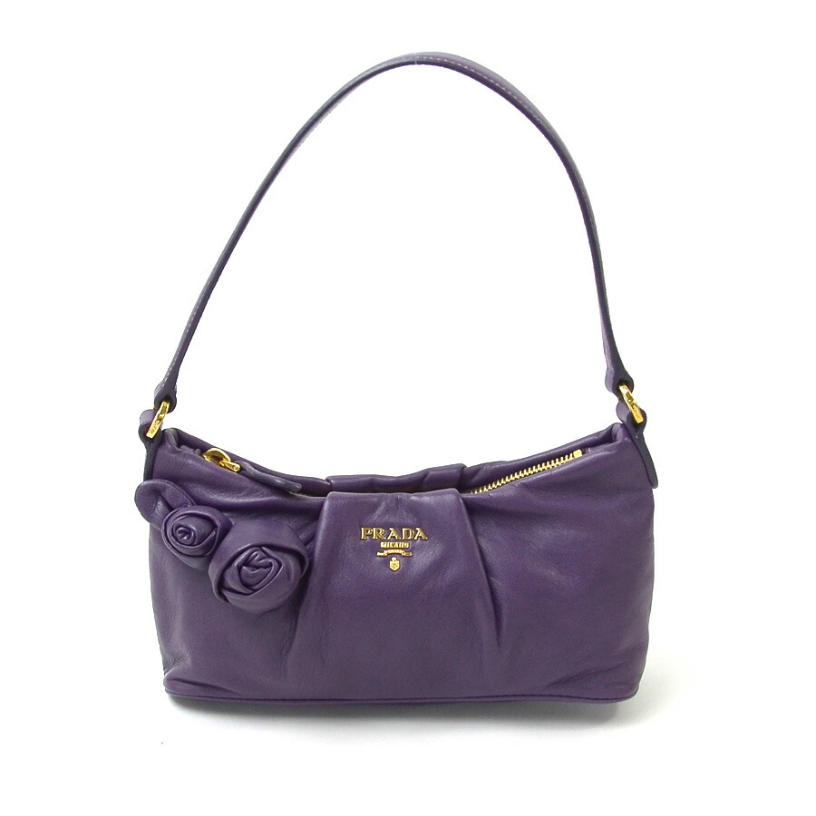 Prada Handbag Shoulder Bag Viola Purple X Gold Leather Lady S 1n1439 Y12756