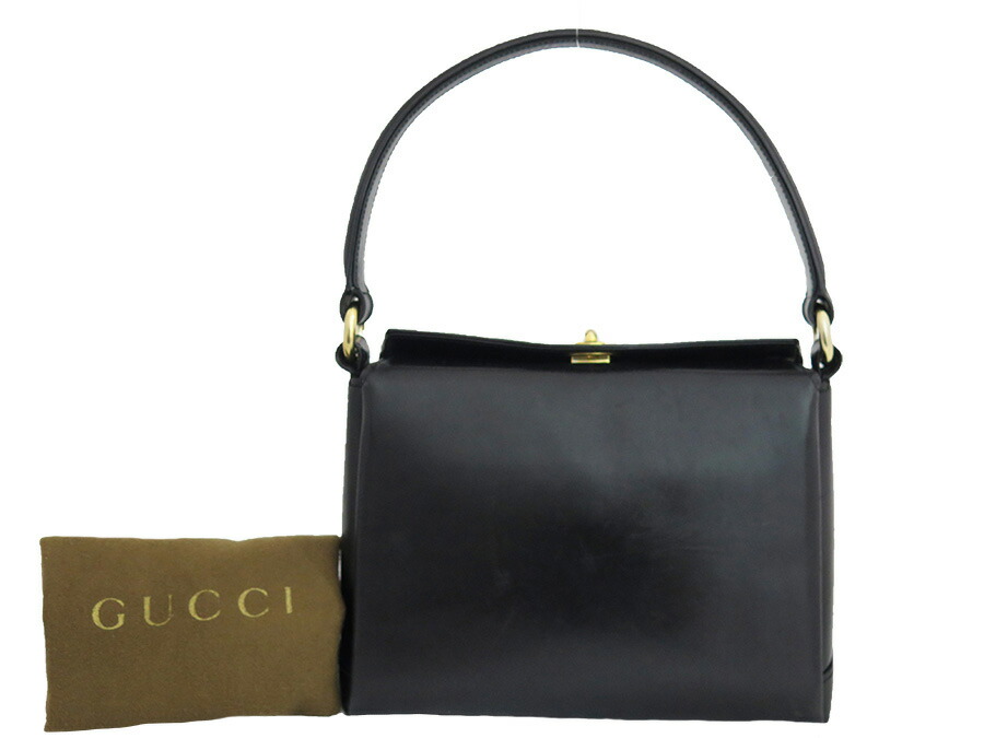 Brandvalue Gucci Bag Old Vintage Gucci Bag Old Vintage Black Leather Constant Er Pority Handbag Shoulder Lady S E24748