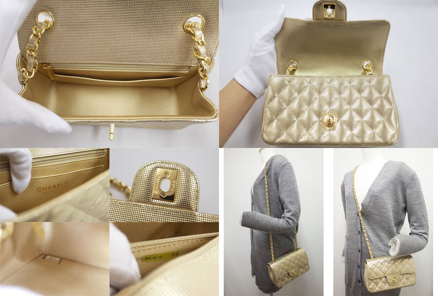 Brandvalue Take A Chanel Bag 2017 Cruise Line Mini Matelasse Take A Chanel Bag 2017 Cruise Line Mini Matelasse Punching Chain Shoulder Champagne Gold X Lambskin Display Beauty Product Rare