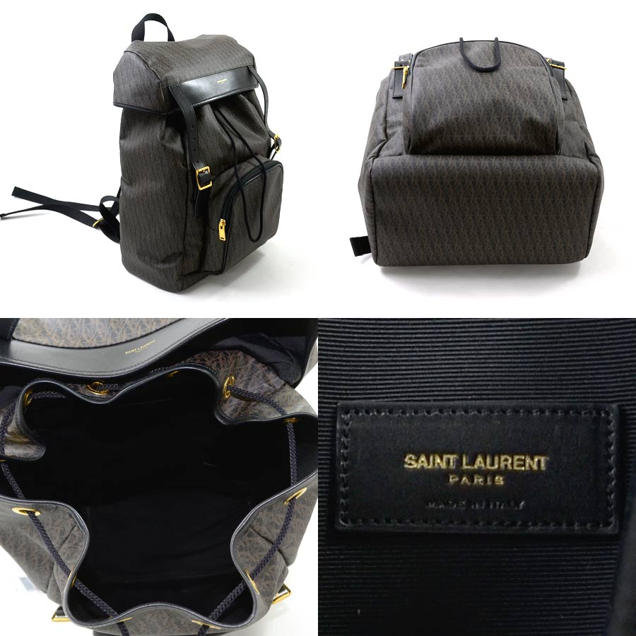 楽天市場 美品 サンローラン Saint Laurent リュックサック バックパック モノグラム ブラウン系xブラック コーティングレザー レディース メンズ 送料無料 中古 ブランドバリュー