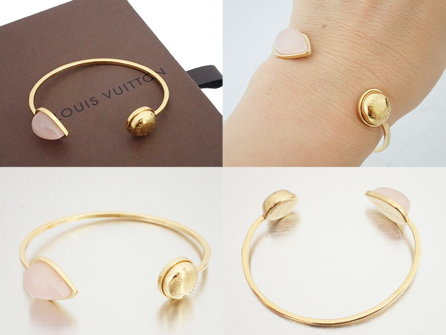 BrandValue: Louis Vuitton Louis Vuitton bangle LV Stones rigid bracelet gold x pink quartz metal ...