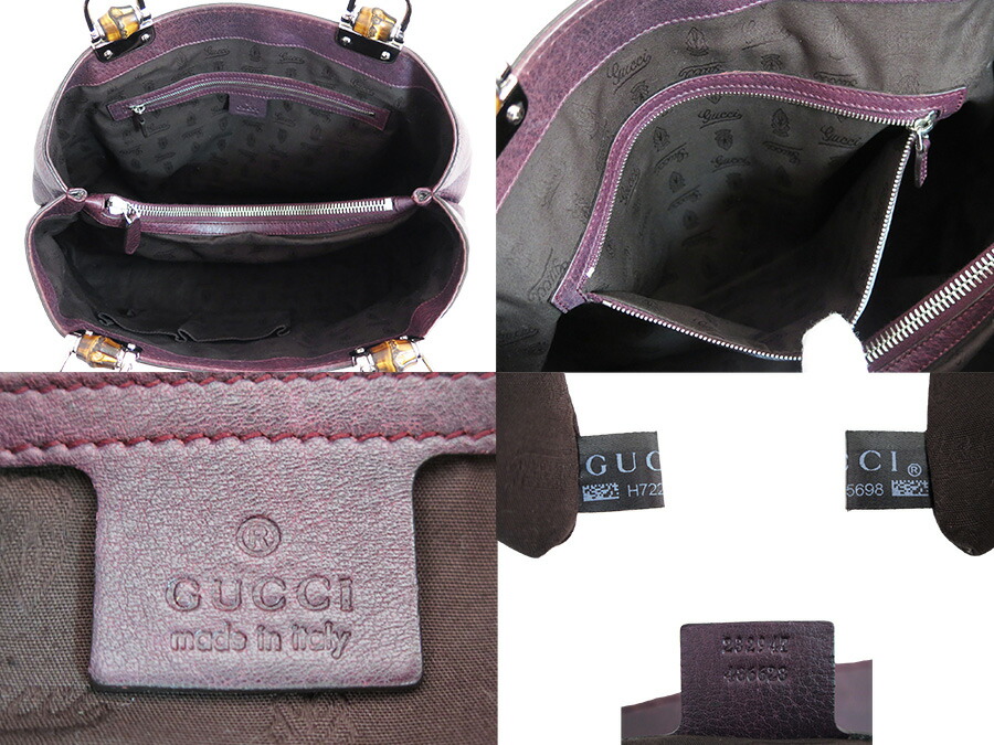 Brandvalue 232947 Gucci Bag Bamboo Bar Dark Purple X Silver Basic Pority Used Gucci Bamboo Bar Bag Tote Shoulder Lady S Men Dark Purple X Silver Metal Ings Leather