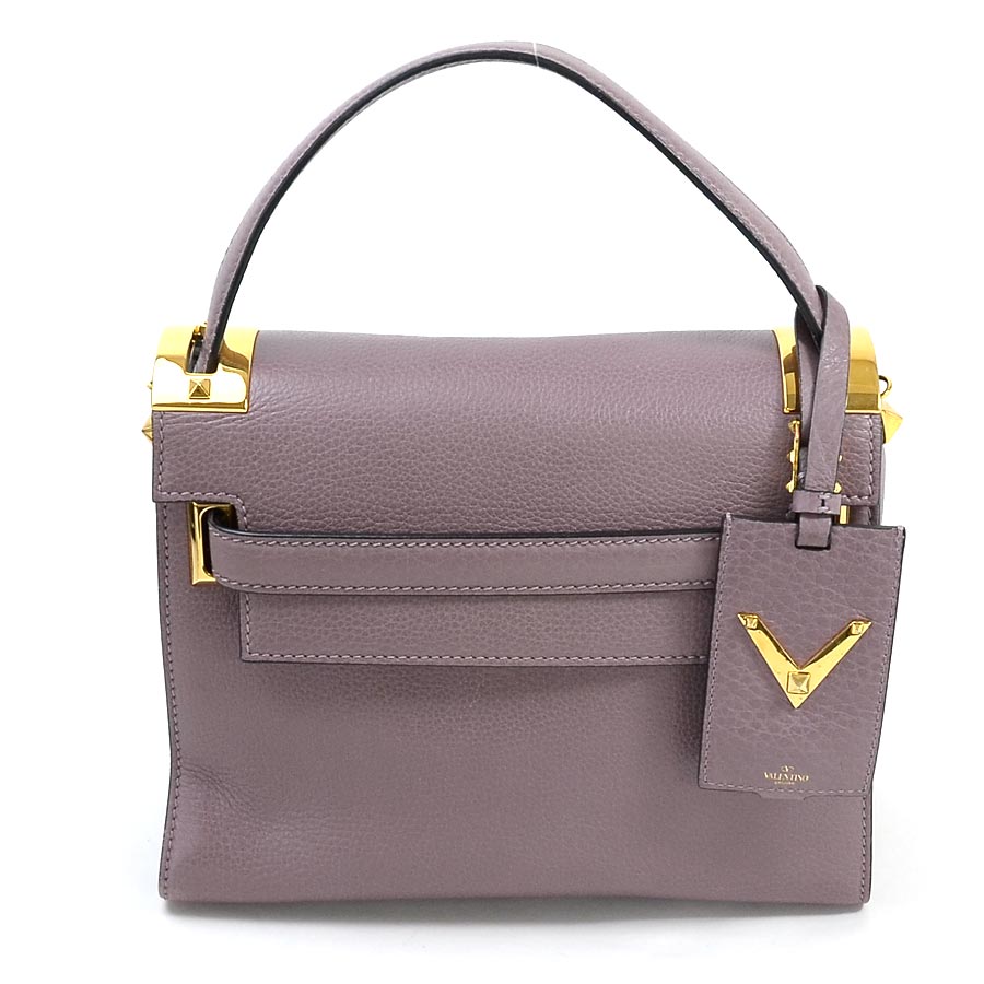 Valentino Garavani Handbag Shoulder Bag 2way Purple System Leather Lady S 95 074