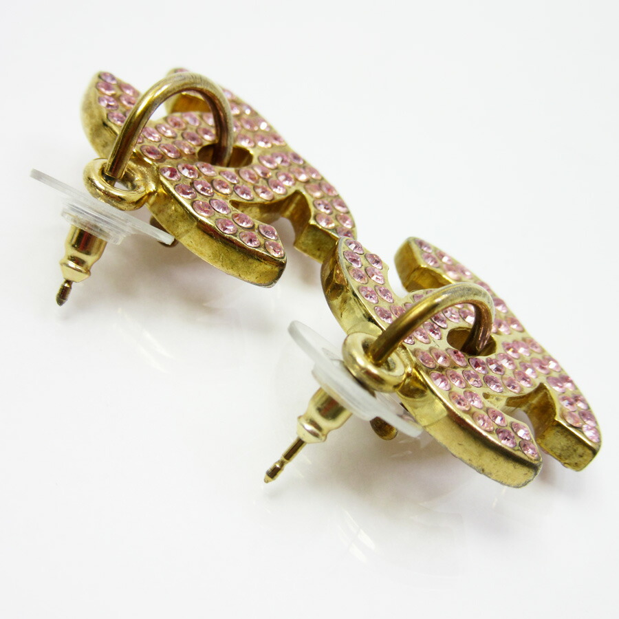 Brandvalue Rakuten Global Market Chanel Pierced Earrings Chanel Pierced Earrings Here Mark Gold X Pink Metal Material Constant Er Pority Men N8113