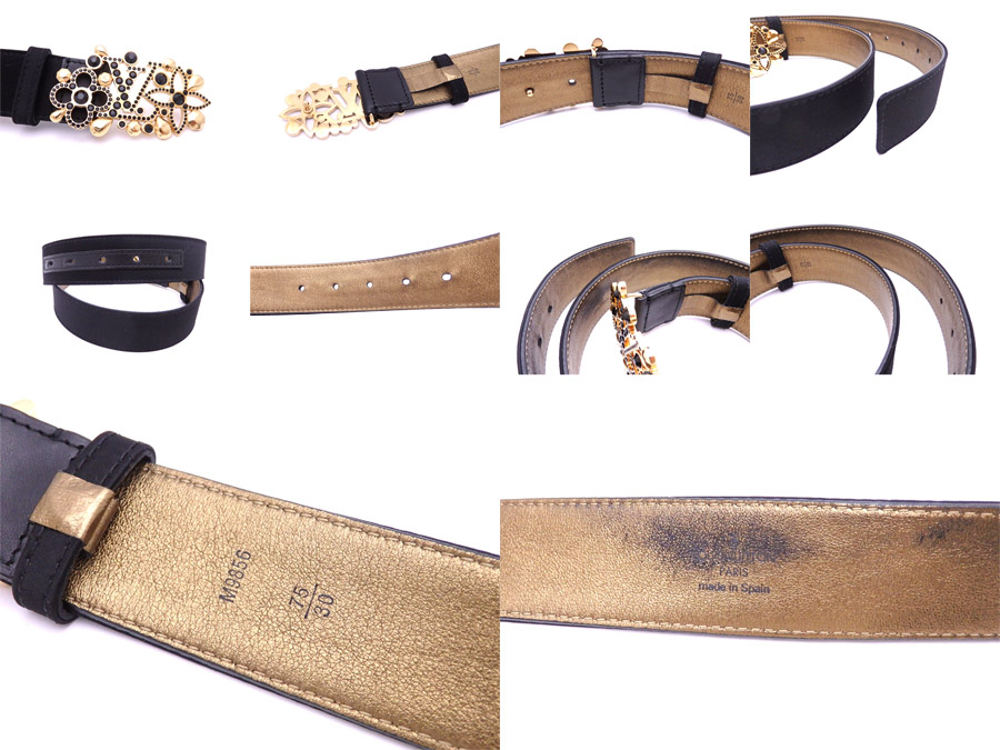 BrandValue: Louis Vuitton LOUIS VUITTON belt logo sun Tulle black x gold satin x leather x metal ...