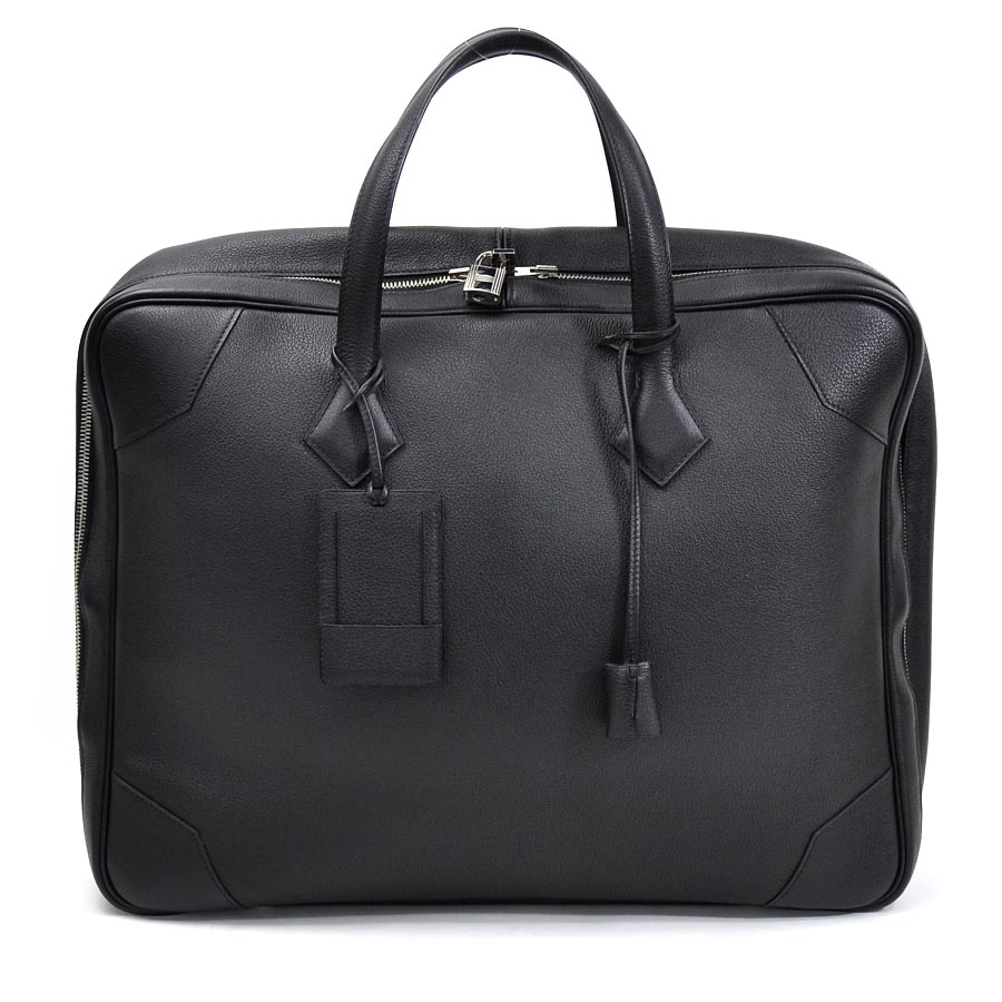 Hermes Handbag Business Bag Victoria Black Leather Men Premium Special Feature 95 498