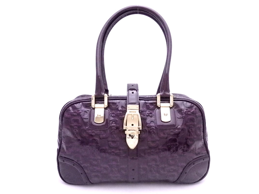 Brandvalue Gucci Bag Belt Motif Purple X Gold Metal Ings Basic Pority Used A Gucci Belt Motif Bag Shoulder Handbag Lady S Purple X Gold Metal Ings Patent Leather Material